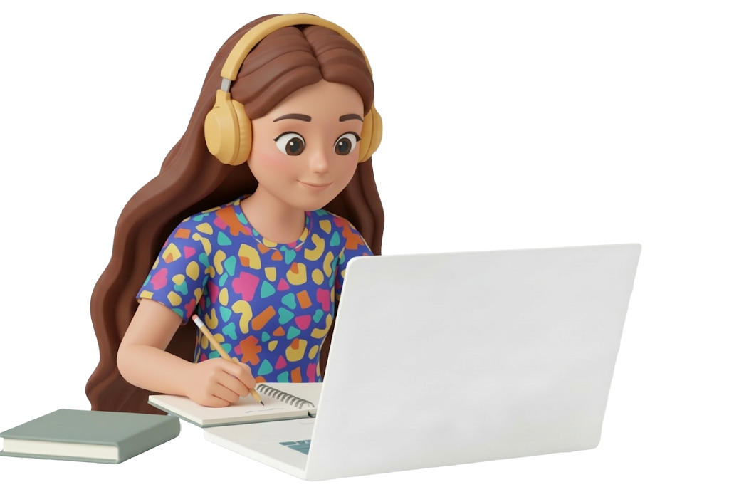 Student preparing for TOPIK on a laptop